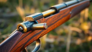 Action shot of a 32WIN cartridge in a classic lever-action rifle, emphasizing precision and heritage appeal.