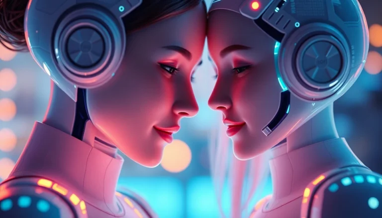 Engage in a realistic AI girlfriend chat with a friendly virtual companion in a cozy, digital setting, emphasizing connection and modern technology.