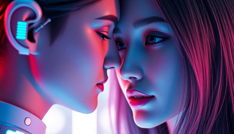 AI girlfriend engaging in a warm, meaningful conversation with a user on a sleek digital interface, highlighting personalized interaction and emotional connection.