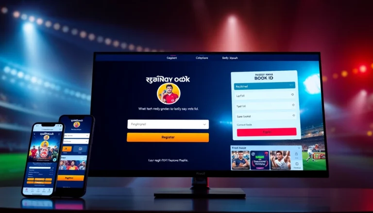 Step-by-step Reddy Anna Book ID registration on mobile with sports and casino elements, highlighting ease of login and betting features for users.