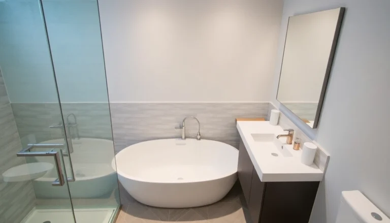 Professional bathroom renovation in Airdrie highlighting modern fixtures and stylish design