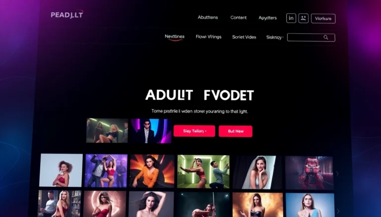 Homepage of an adult entertainment website with video thumbnails and sleek interface design.